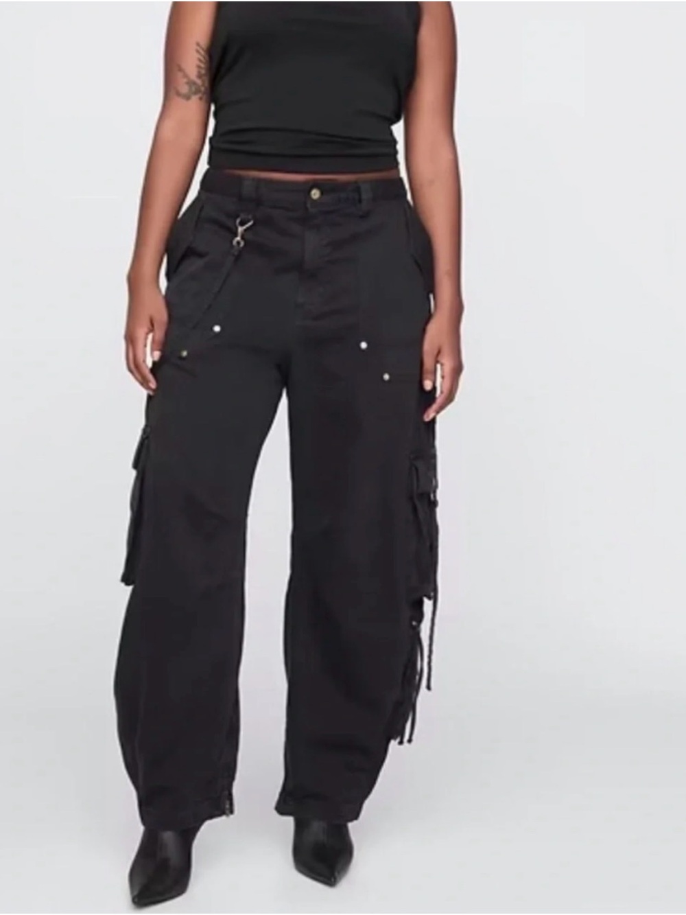 GAP x cult gaia Black Wide Barrel Leg Cargo Jeans